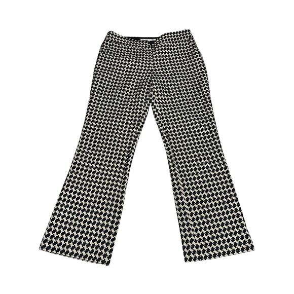 Trina Turk Pants Wide Leg Cropped Houndstooth Pockets Career Office Casual 6 - Picture 1 of 11